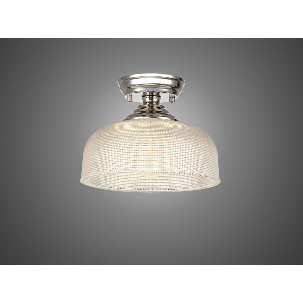 NLK15949 Tabion 1 Light Flush Ceiling Light Polished Nickel Clear