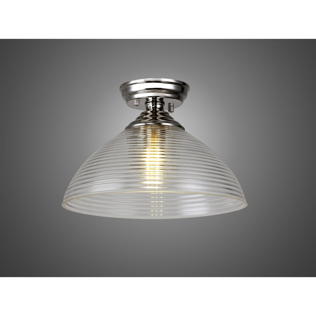 NLK15969 Tabion 1 Light Flush Ceiling Light Polished Nickel Clear
