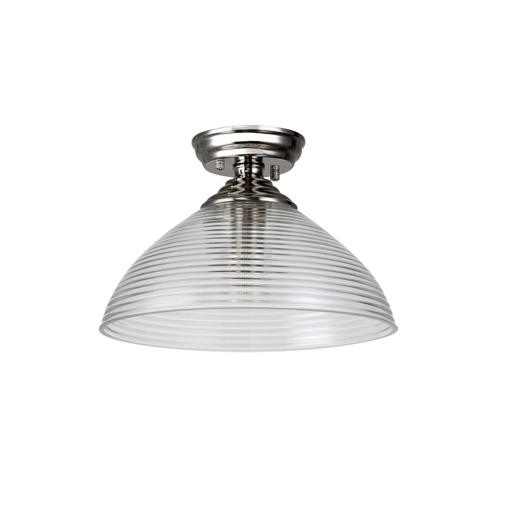 NLK15969 Tabion 1 Light Flush Ceiling Light Polished Nickel Clear