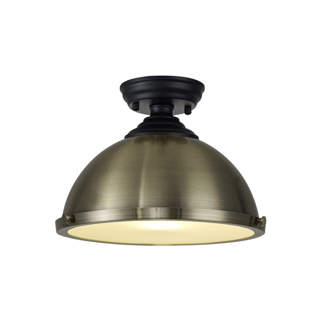 NLK15999 Tabion 1 Light Flush Ceiling Light Matt Black Antique Brass