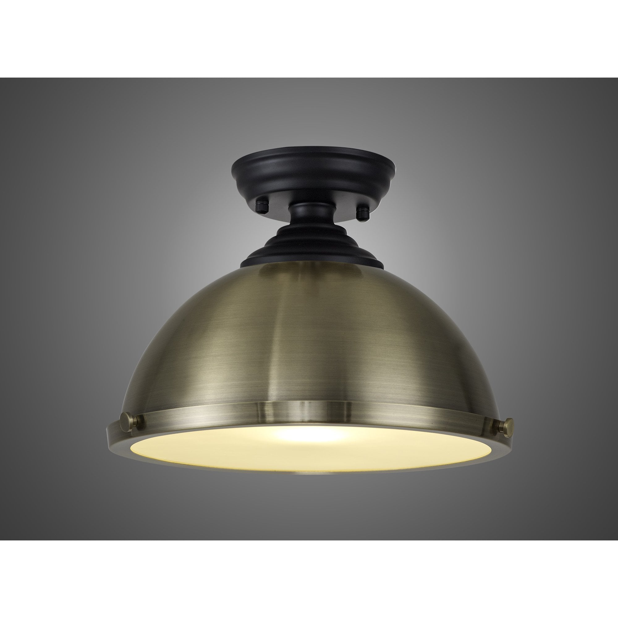 NLK15999 Tabion 1 Light Flush Ceiling Light Matt Black Antique Brass