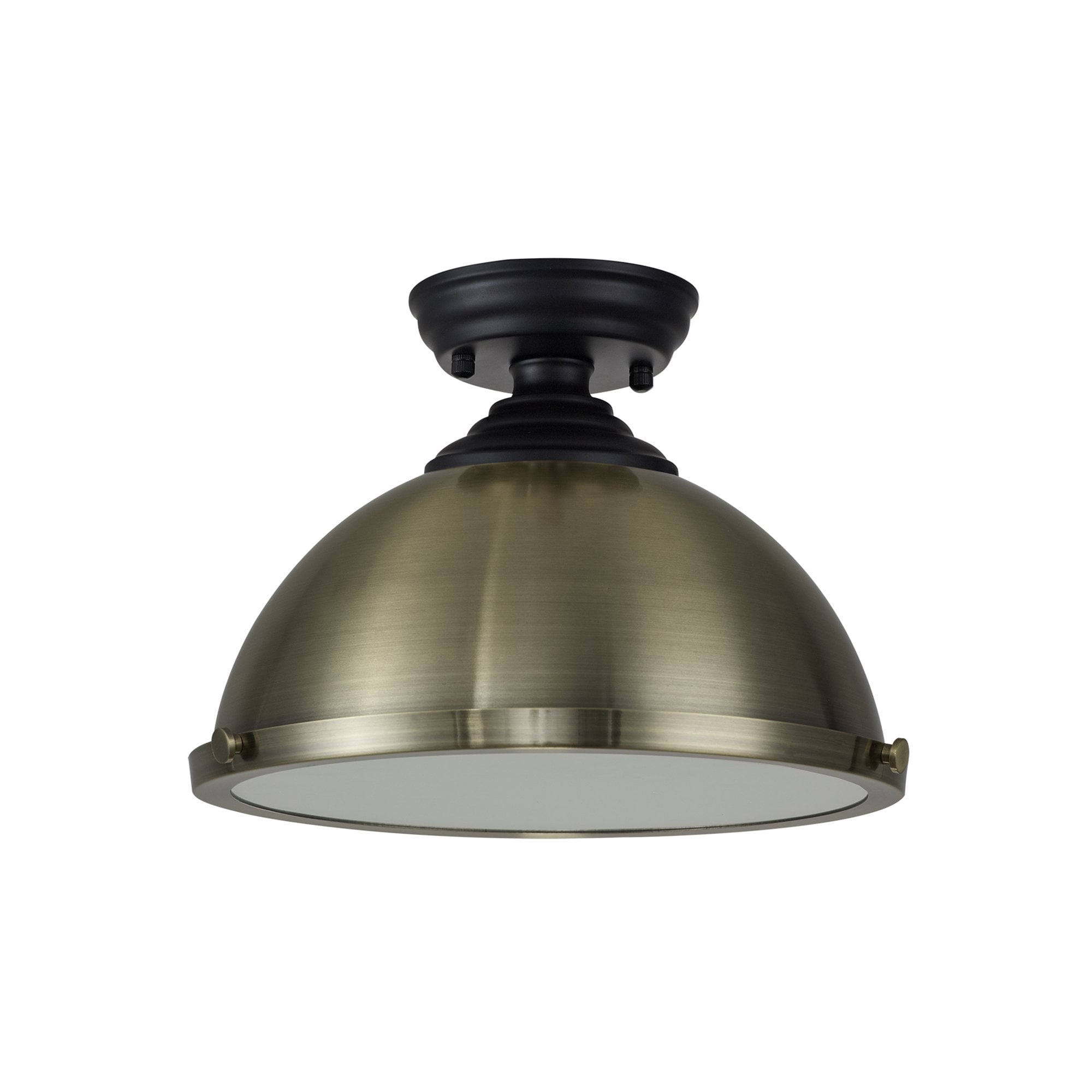 NLK15999 Tabion 1 Light Flush Ceiling Light Matt Black Antique Brass