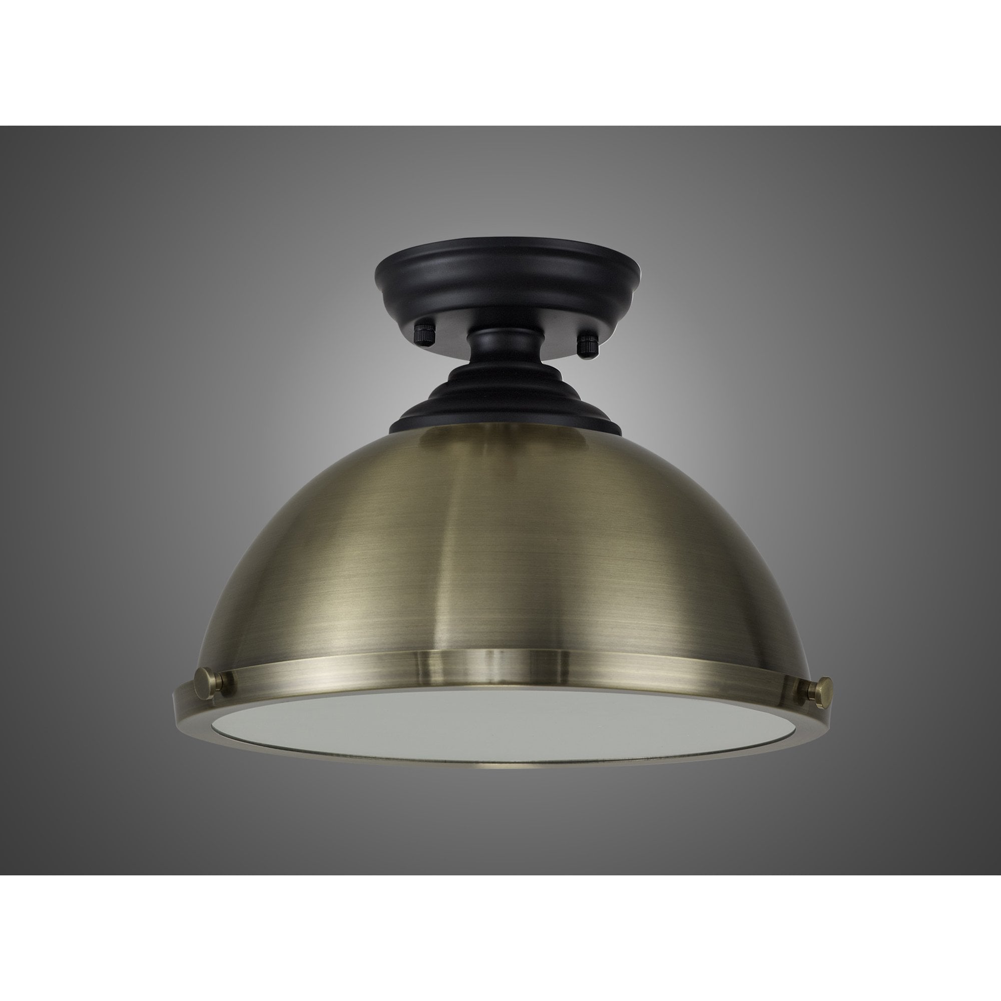 NLK15999 Tabion 1 Light Flush Ceiling Light Matt Black Antique Brass