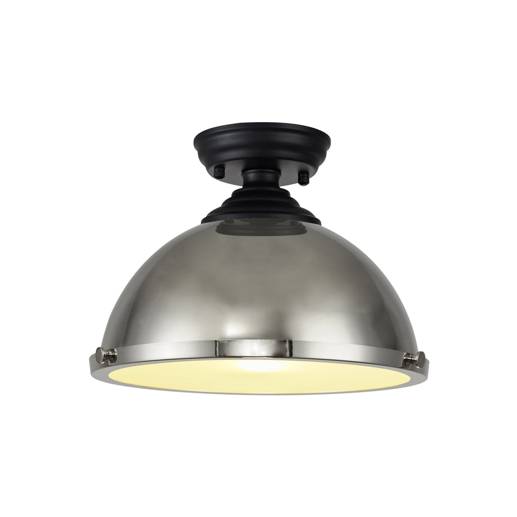 NLK16009 Tabion 1 Light Flush Ceiling Light Matt Black Polished Nickel