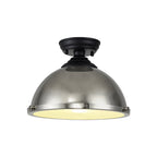 NLK16009 Tabion 1 Light Flush Ceiling Light Matt Black Polished Nickel