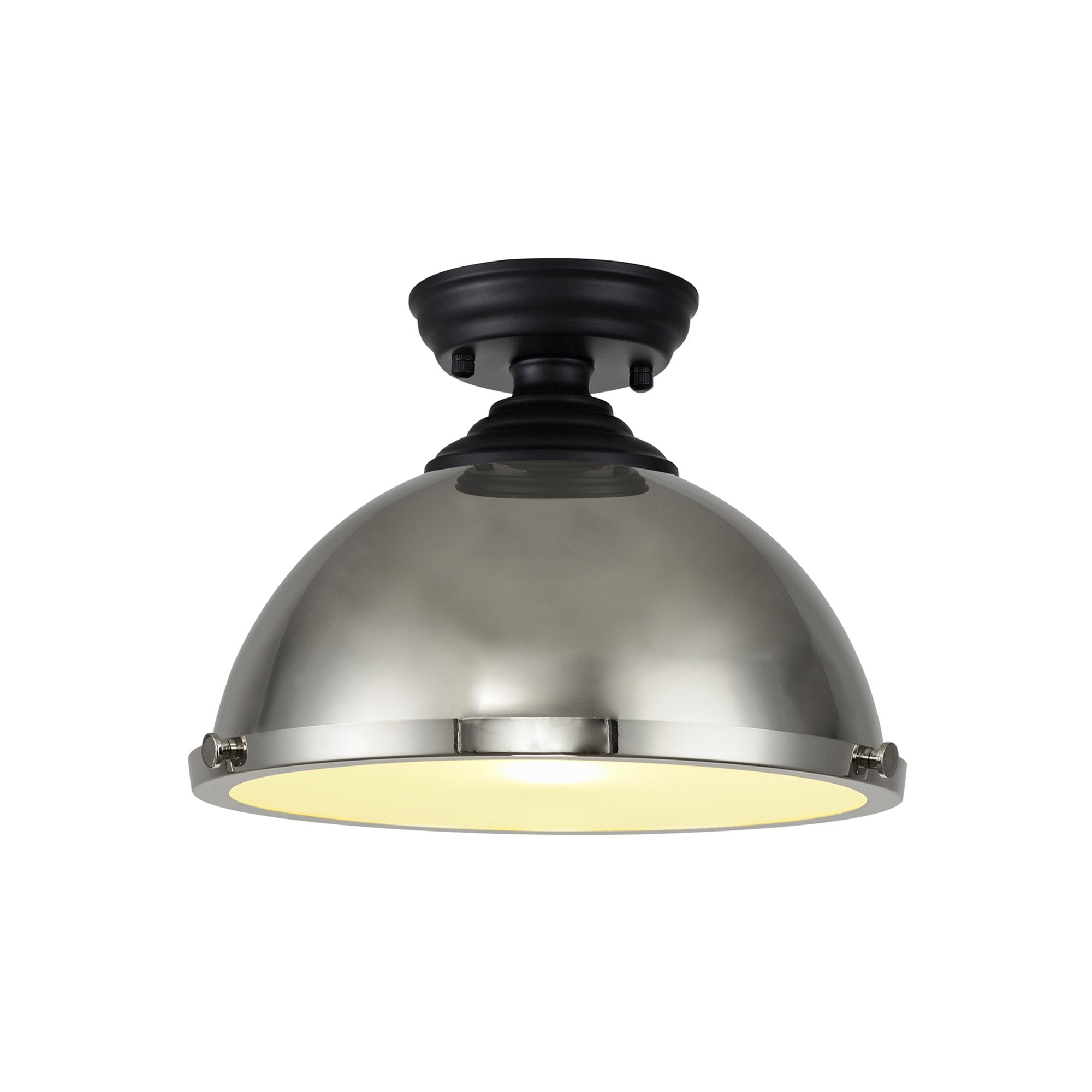 NLK16009 Tabion 1 Light Flush Ceiling Light Matt Black Polished Nickel