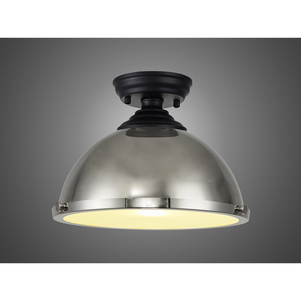 NLK16009 Tabion 1 Light Flush Ceiling Light Matt Black Polished Nickel