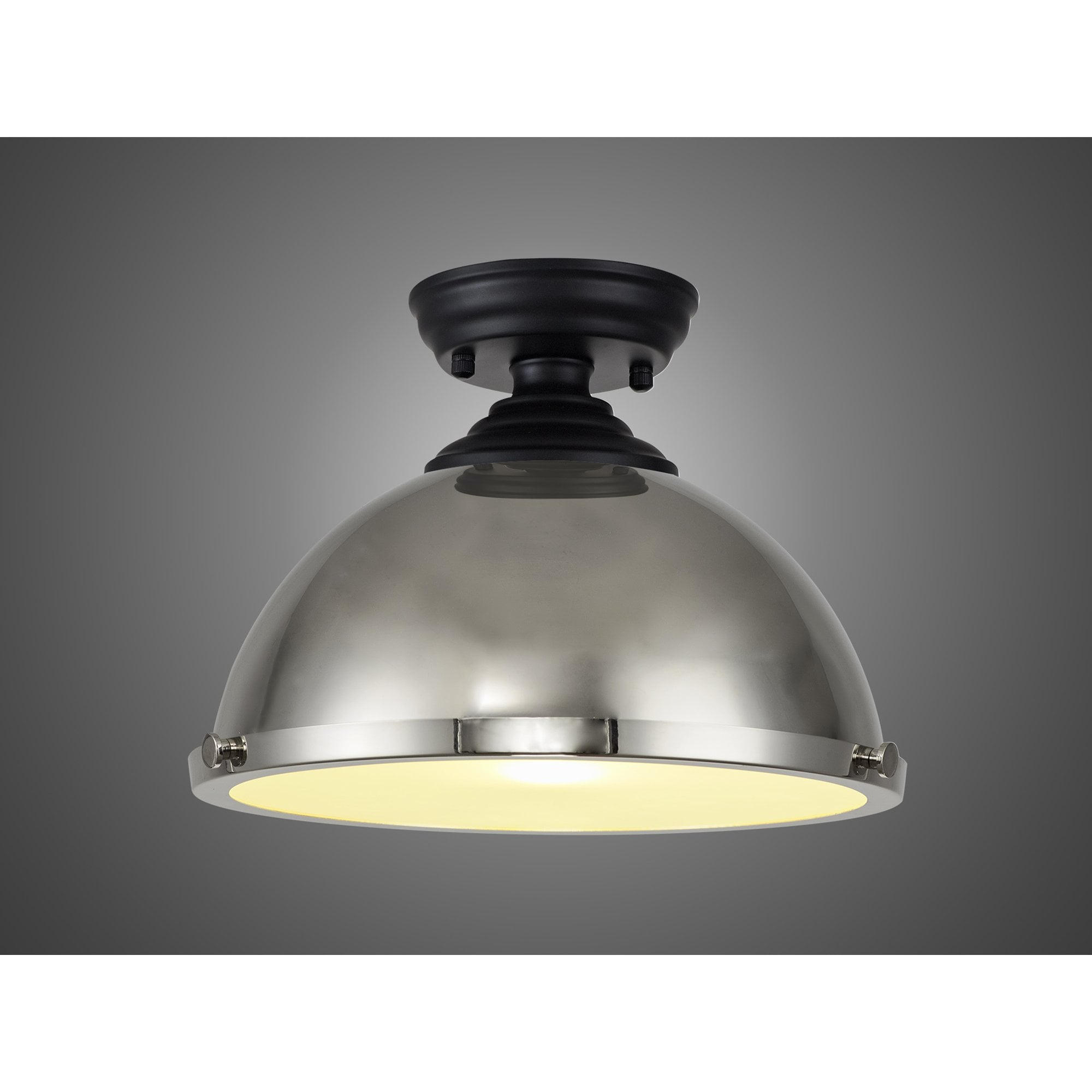 NLK16009 Tabion 1 Light Flush Ceiling Light Matt Black Polished Nickel