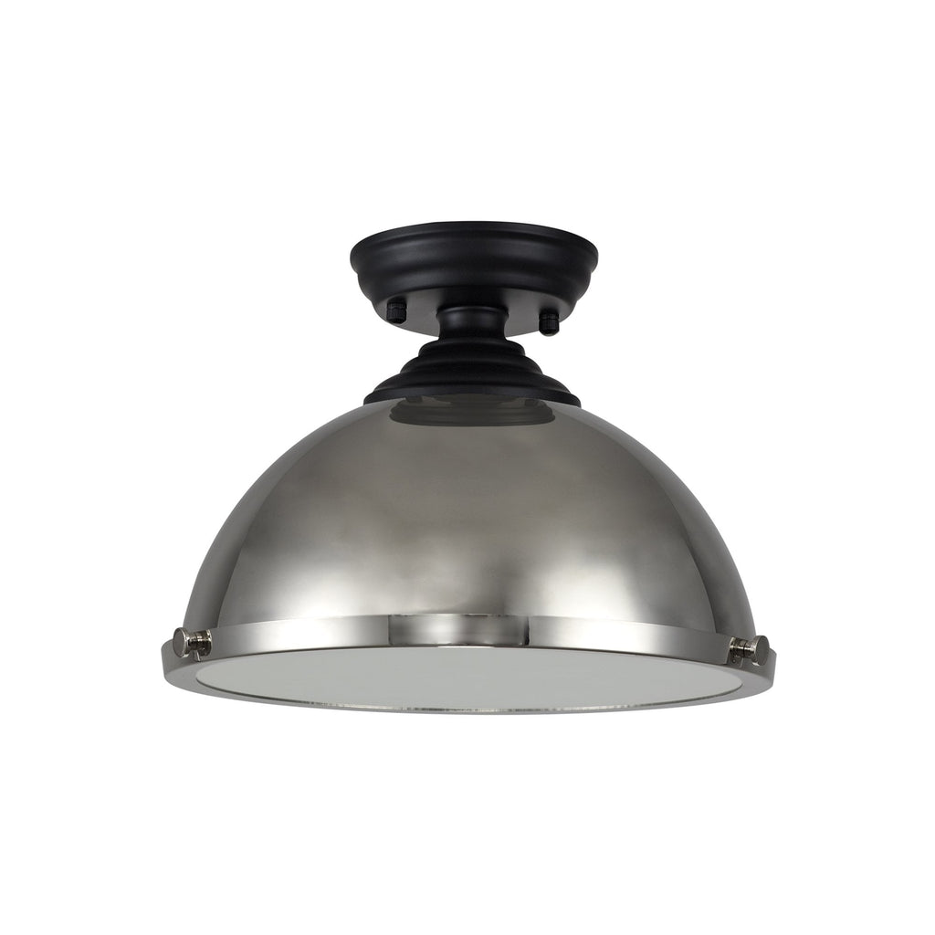 NLK16009 Tabion 1 Light Flush Ceiling Light Matt Black Polished Nickel
