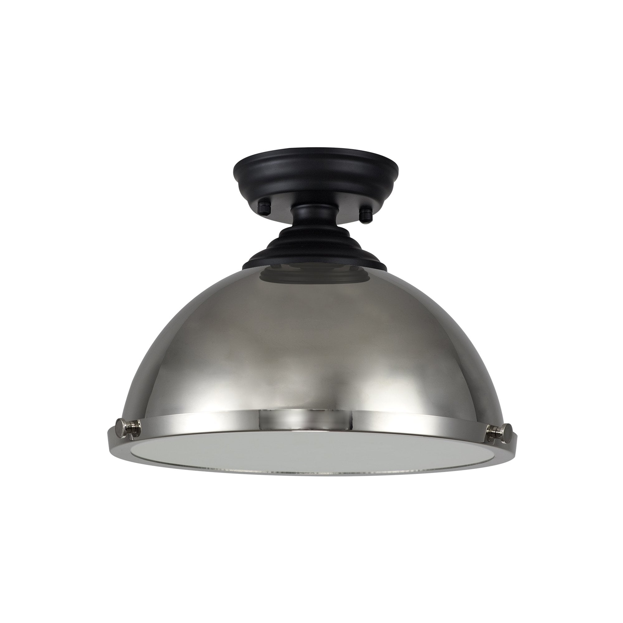 NLK16009 Tabion 1 Light Flush Ceiling Light Matt Black Polished Nickel