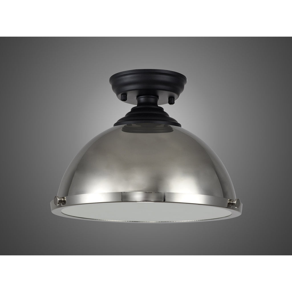 NLK16009 Tabion 1 Light Flush Ceiling Light Matt Black Polished Nickel