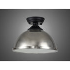 NLK16009 Tabion 1 Light Flush Ceiling Light Matt Black Polished Nickel