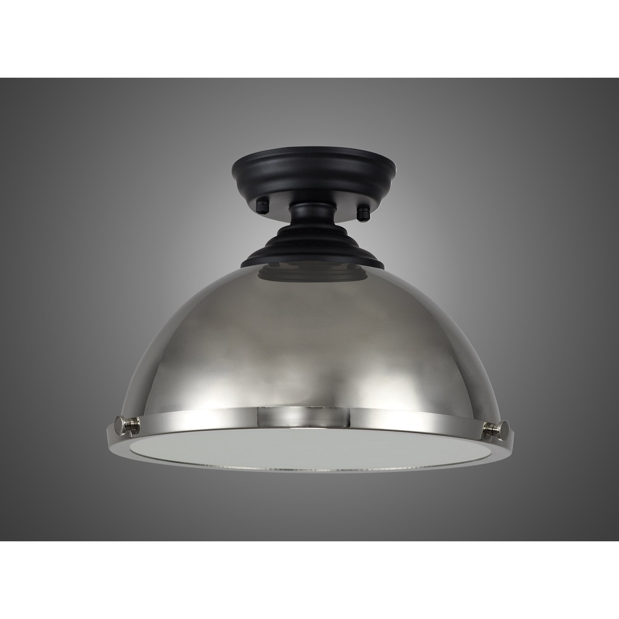 NLK16009 Tabion 1 Light Flush Ceiling Light Matt Black Polished Nickel
