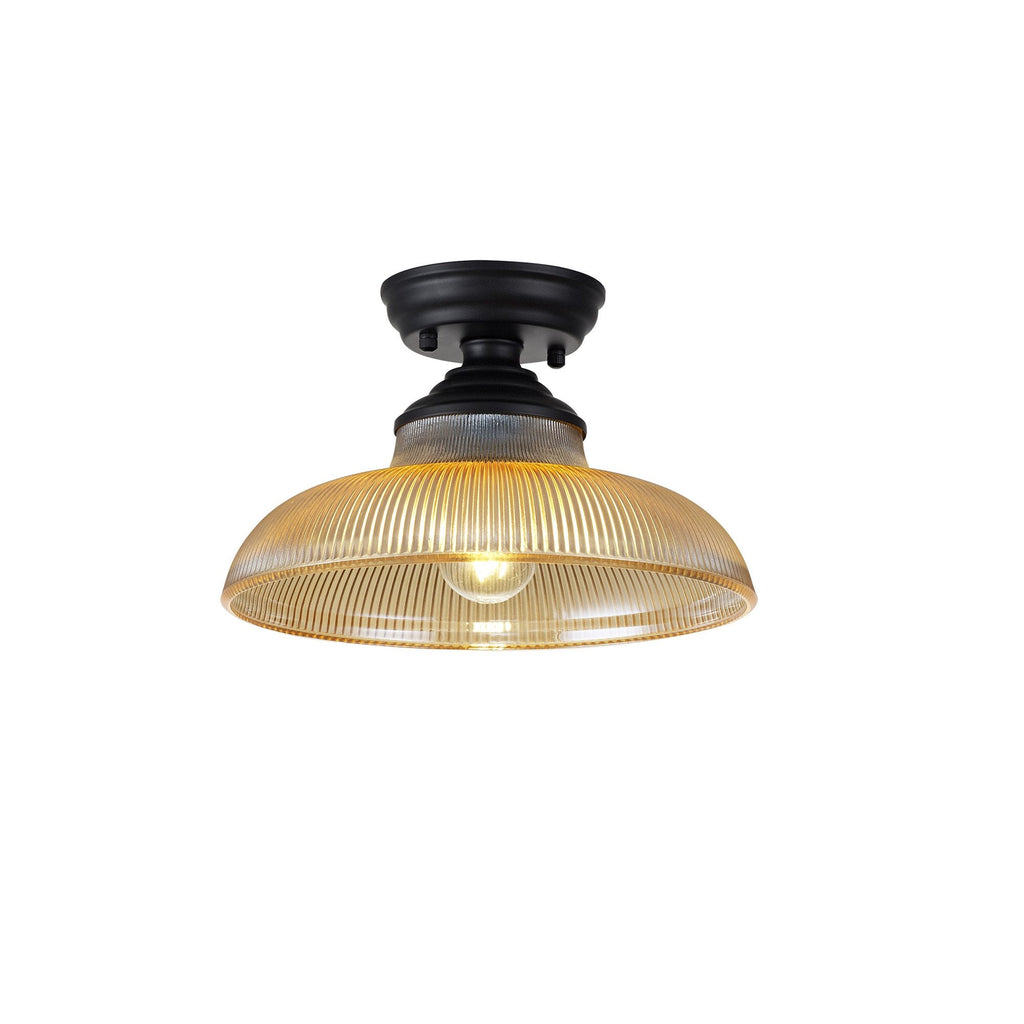 NLK16019 Tabion 1 Light Flush Ceiling Light Matt Black Amber