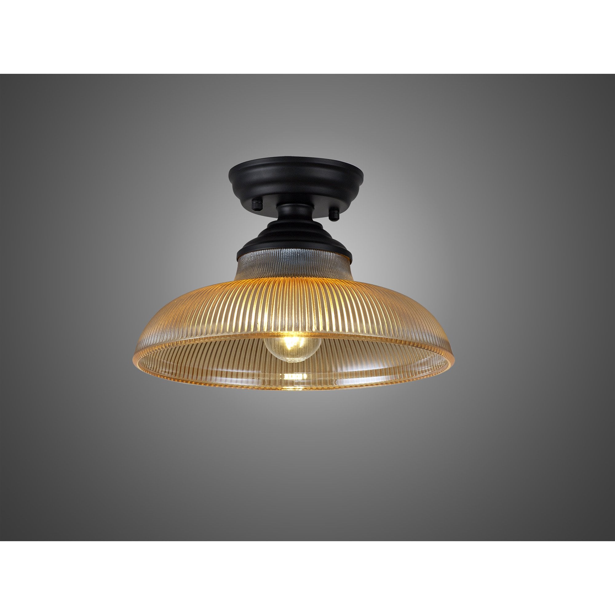 NLK16019 Tabion 1 Light Flush Ceiling Light Matt Black Amber