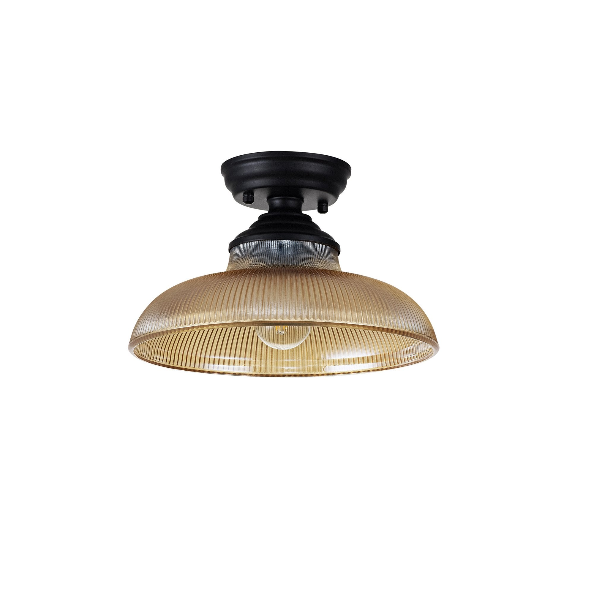 NLK16019 Tabion 1 Light Flush Ceiling Light Matt Black Amber