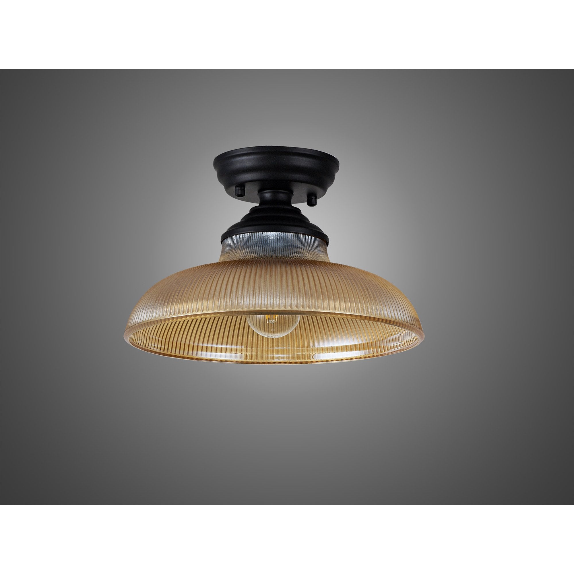 NLK16019 Tabion 1 Light Flush Ceiling Light Matt Black Amber