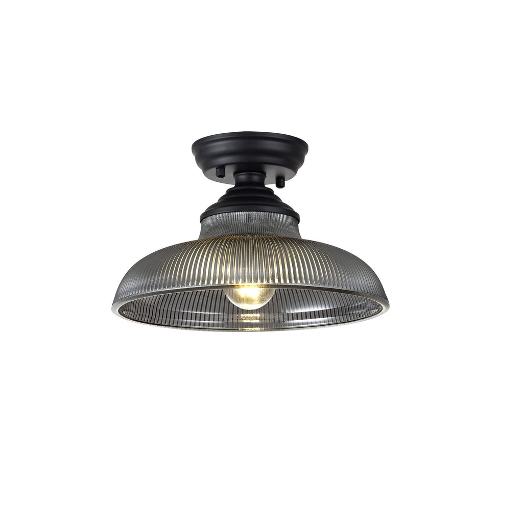 NLK16029 Tabion 1 Light Flush Ceiling Light Matt Black Smoked