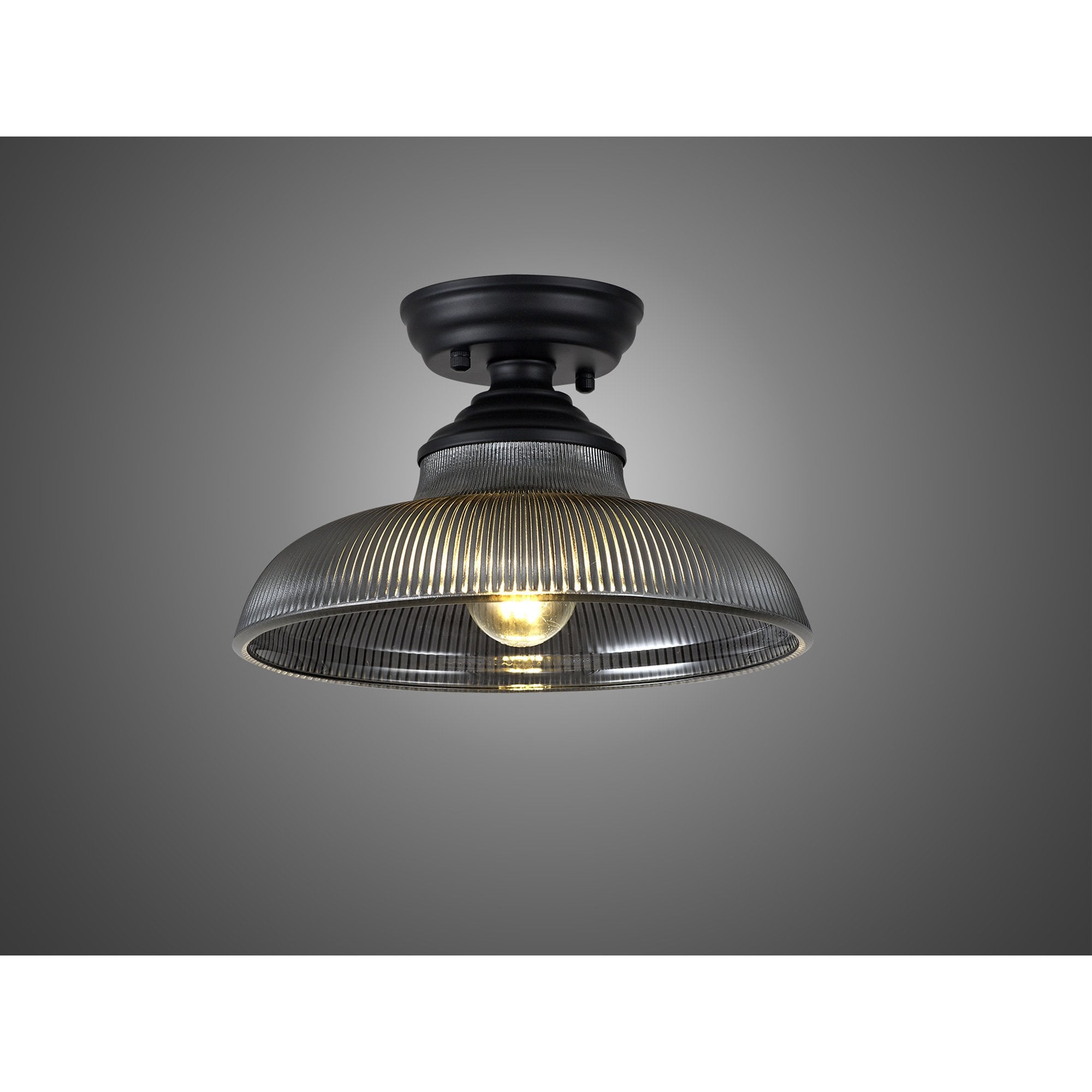 NLK16029 Tabion 1 Light Flush Ceiling Light Matt Black Smoked