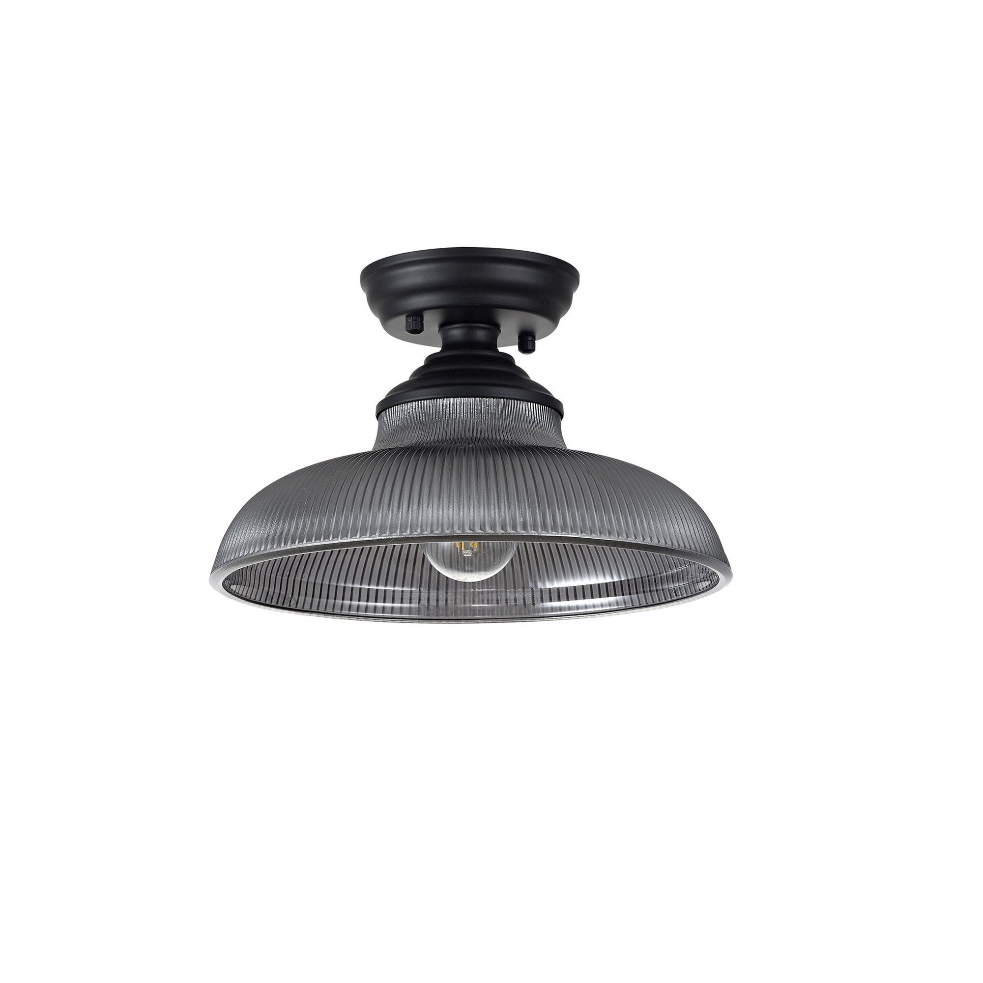 NLK16029 Tabion 1 Light Flush Ceiling Light Matt Black Smoked
