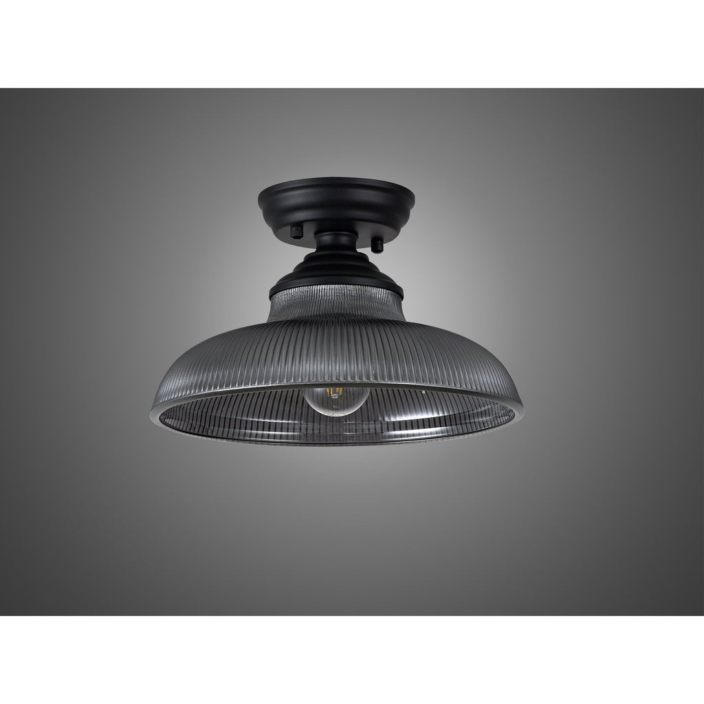 NLK16029 Tabion 1 Light Flush Ceiling Light Matt Black Smoked
