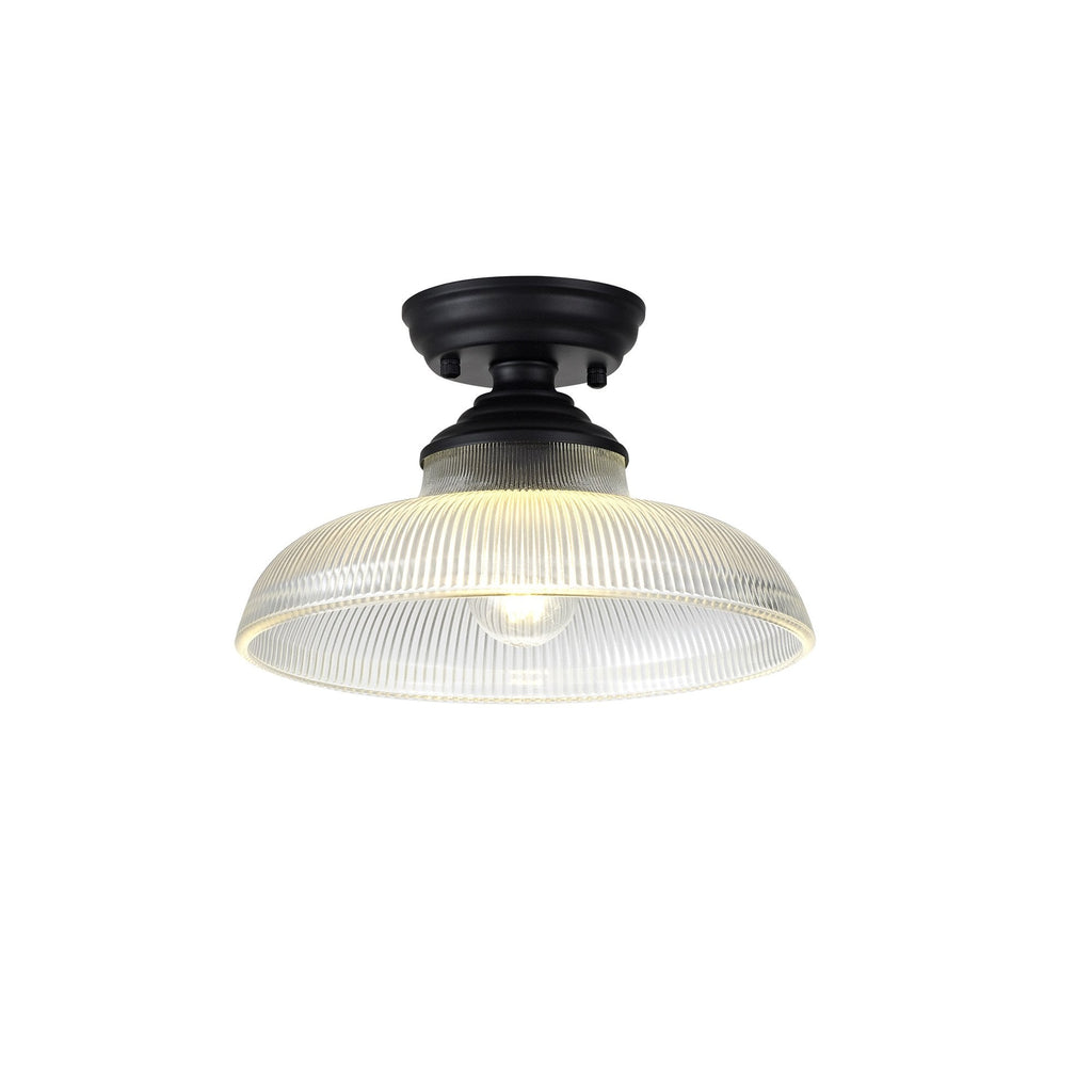NLK16039 Tabion 1 Light Flush Ceiling Light Matt Black Clear