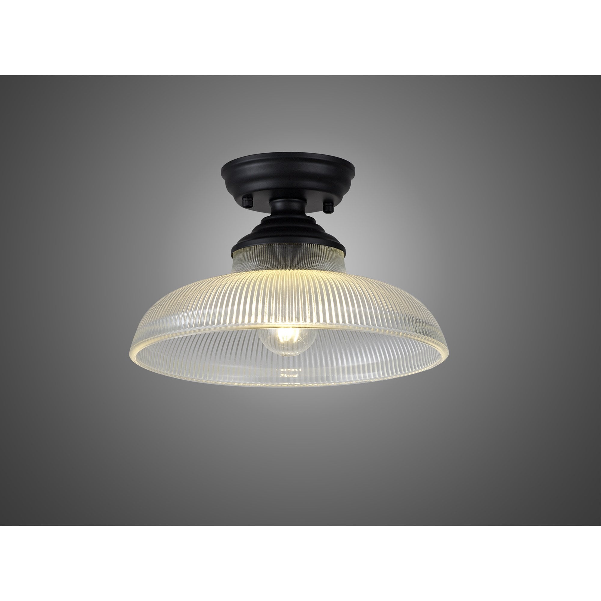 NLK16039 Tabion 1 Light Flush Ceiling Light Matt Black Clear