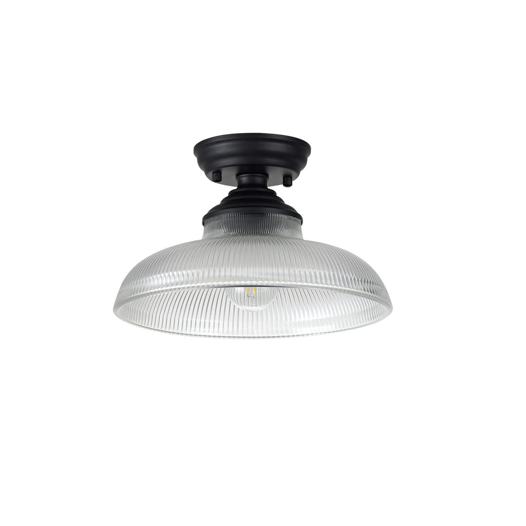 NLK16039 Tabion 1 Light Flush Ceiling Light Matt Black Clear