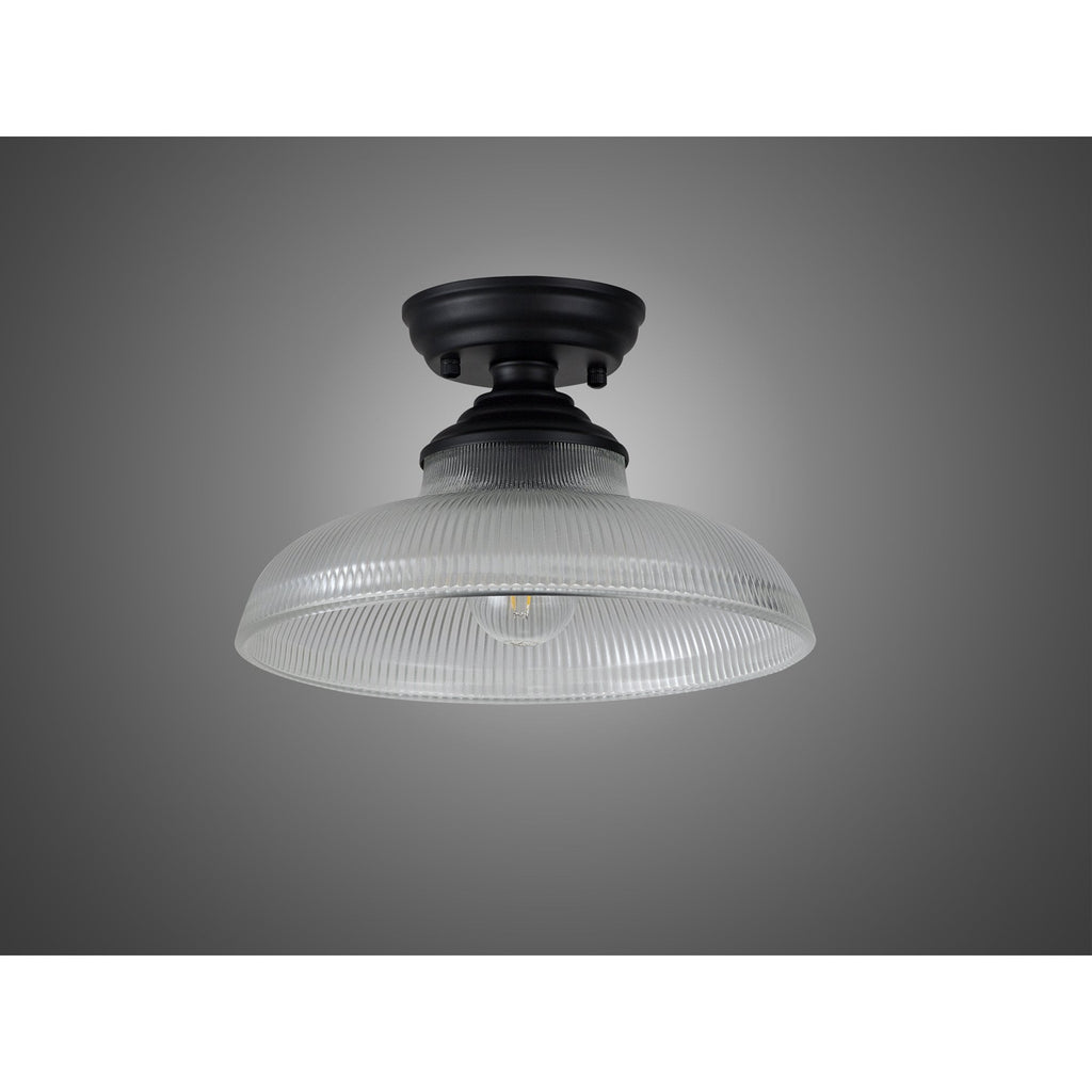 NLK16039 Tabion 1 Light Flush Ceiling Light Matt Black Clear