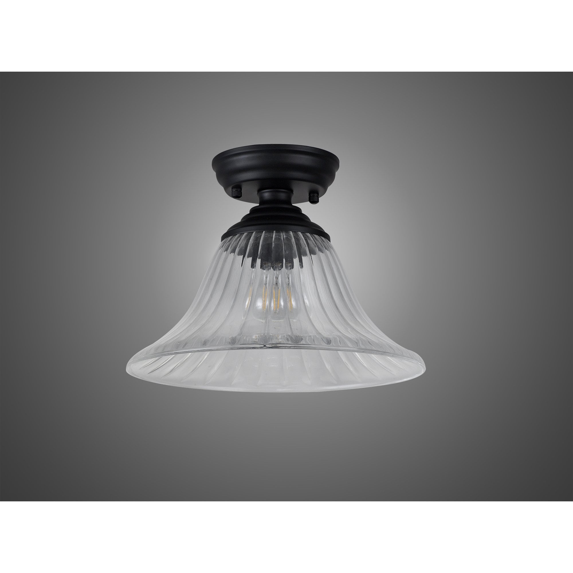 NLK16049 Tabion 1 Light Flush Ceiling Light Matt Black Clear