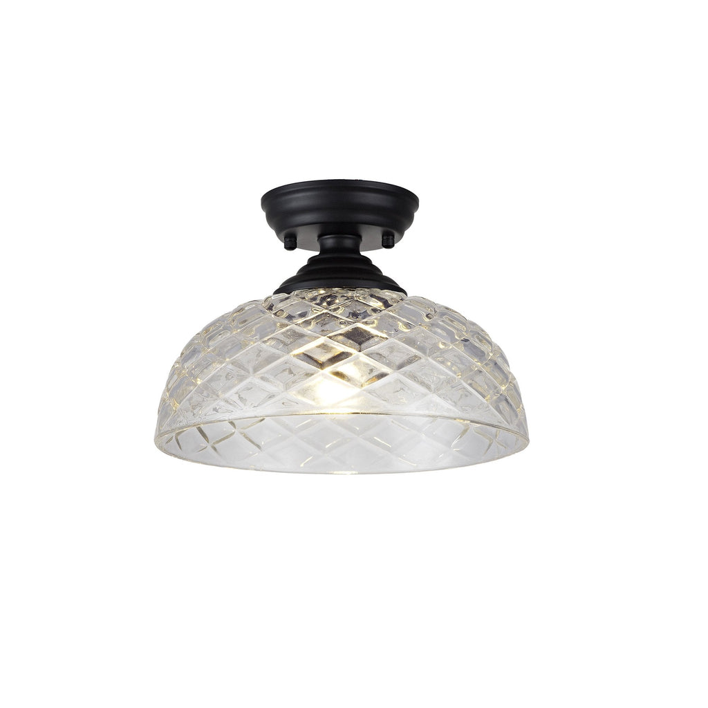 NLK16109 Tabion 1 Light Flush Ceiling Light Matt Black Clear