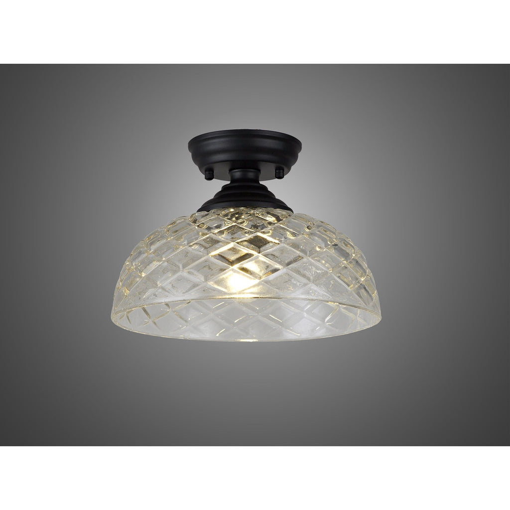 NLK16109 Tabion 1 Light Flush Ceiling Light Matt Black Clear