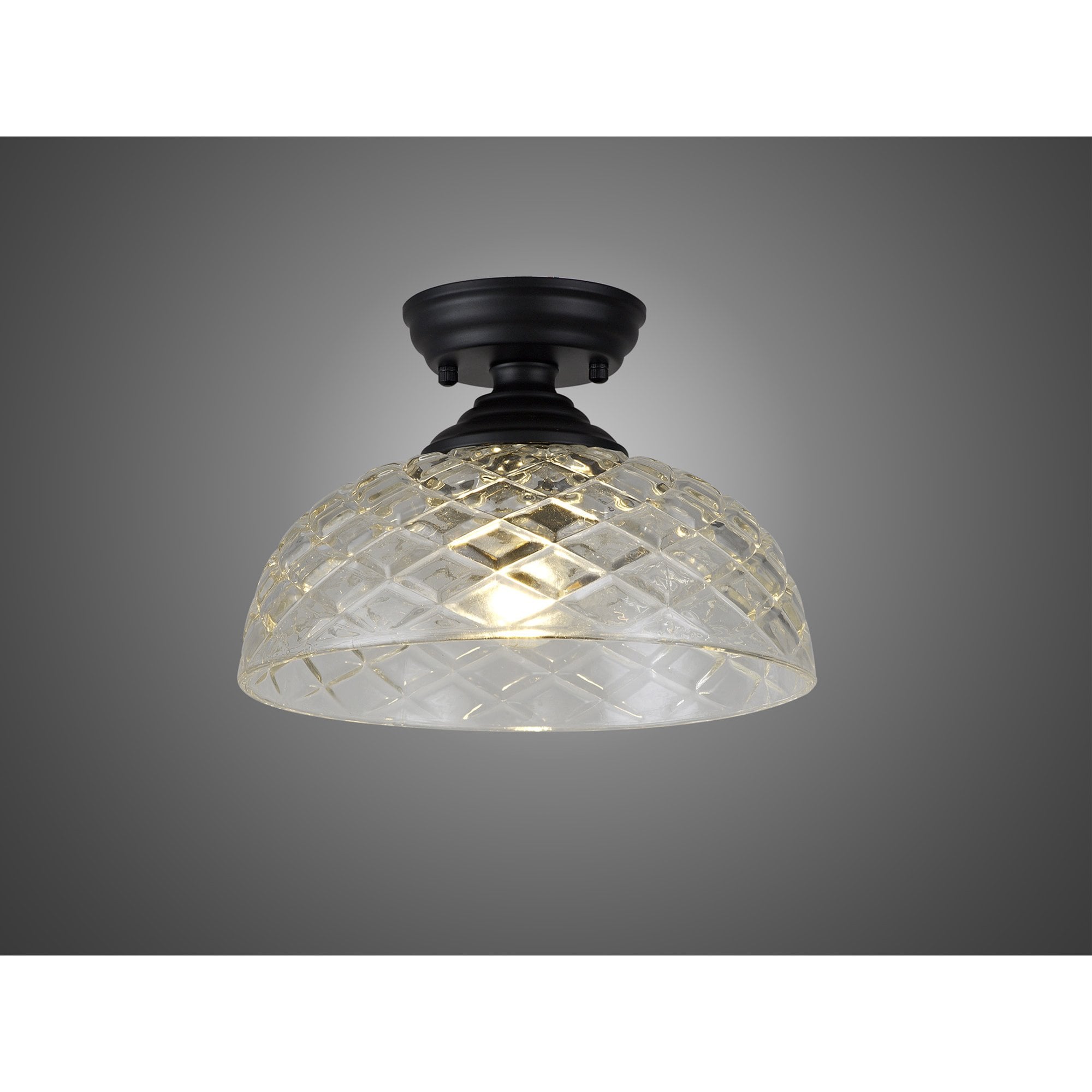 NLK16109 Tabion 1 Light Flush Ceiling Light Matt Black Clear