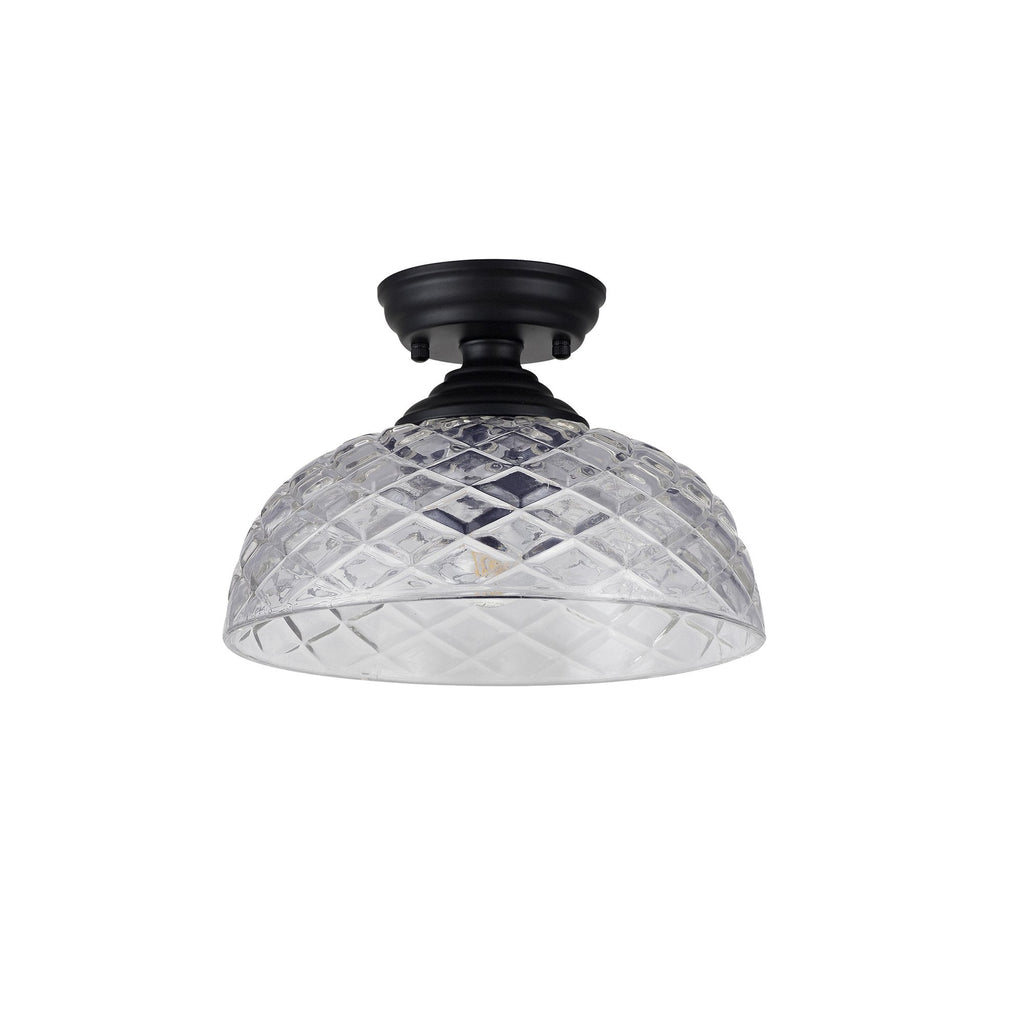 NLK16109 Tabion 1 Light Flush Ceiling Light Matt Black Clear