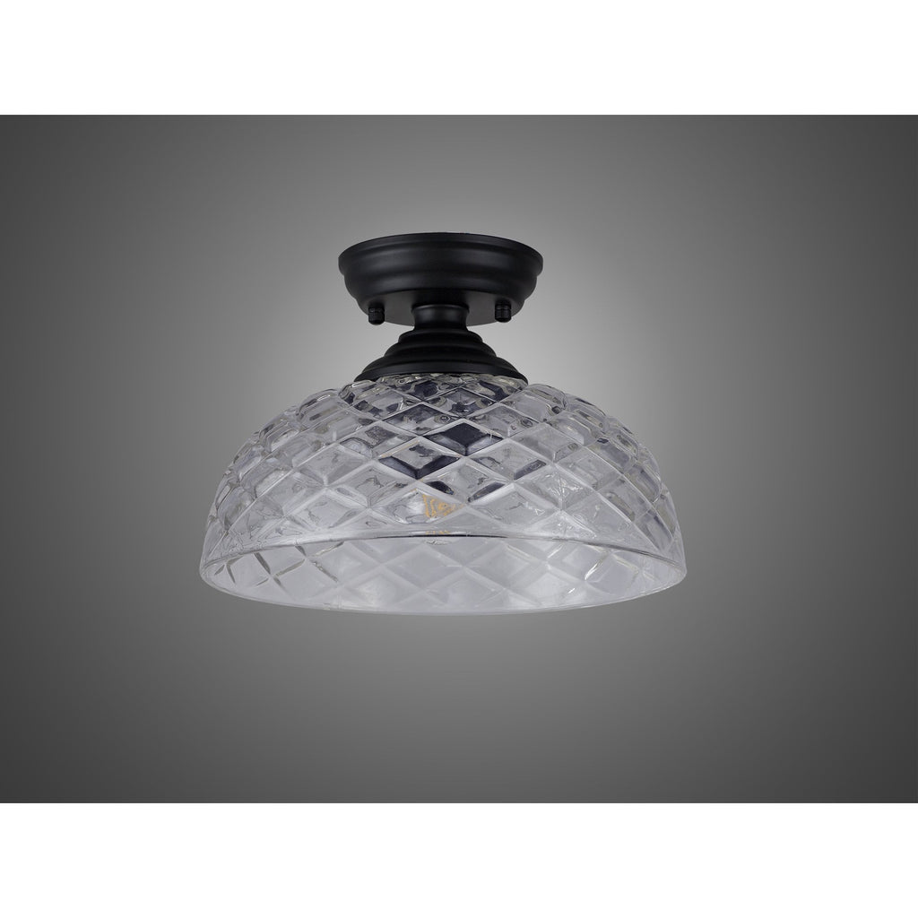 NLK16109 Tabion 1 Light Flush Ceiling Light Matt Black Clear