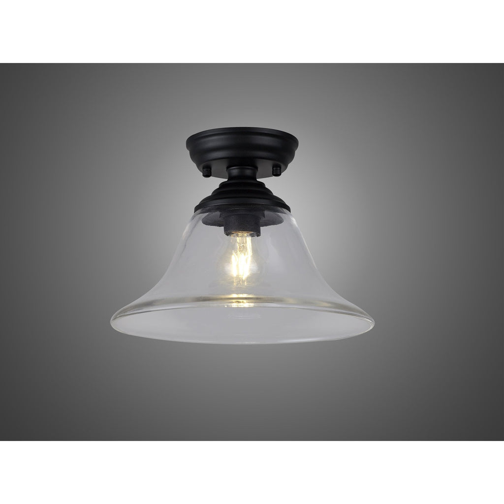 NLK16129 Tabion 1 Light Flush Ceiling Light Matt Black Clear