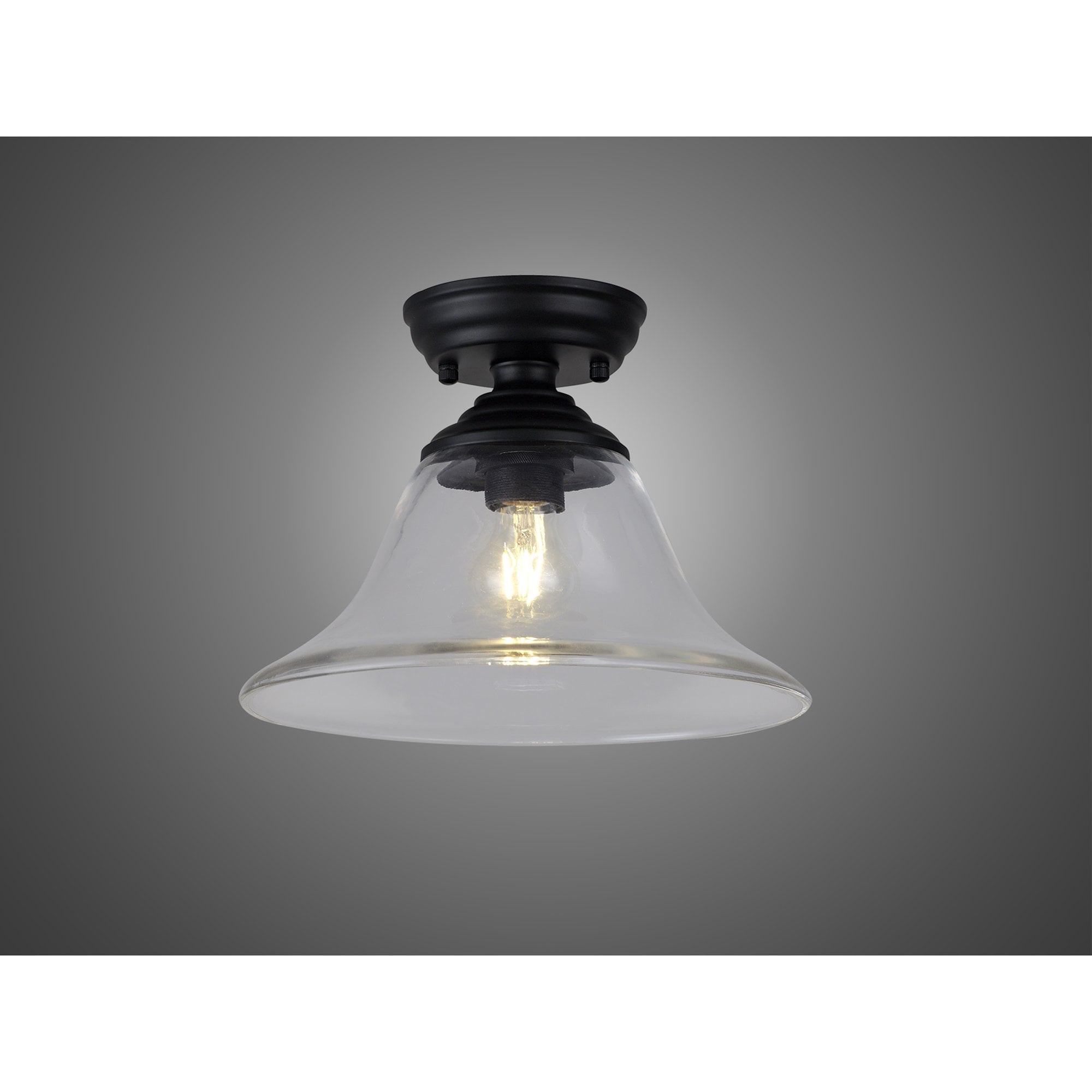 NLK16129 Tabion 1 Light Flush Ceiling Light Matt Black Clear