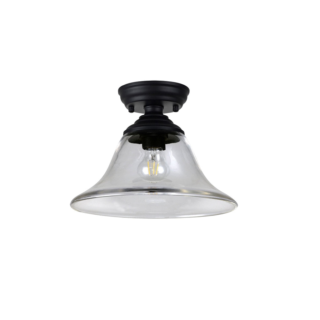 NLK16129 Tabion 1 Light Flush Ceiling Light Matt Black Clear