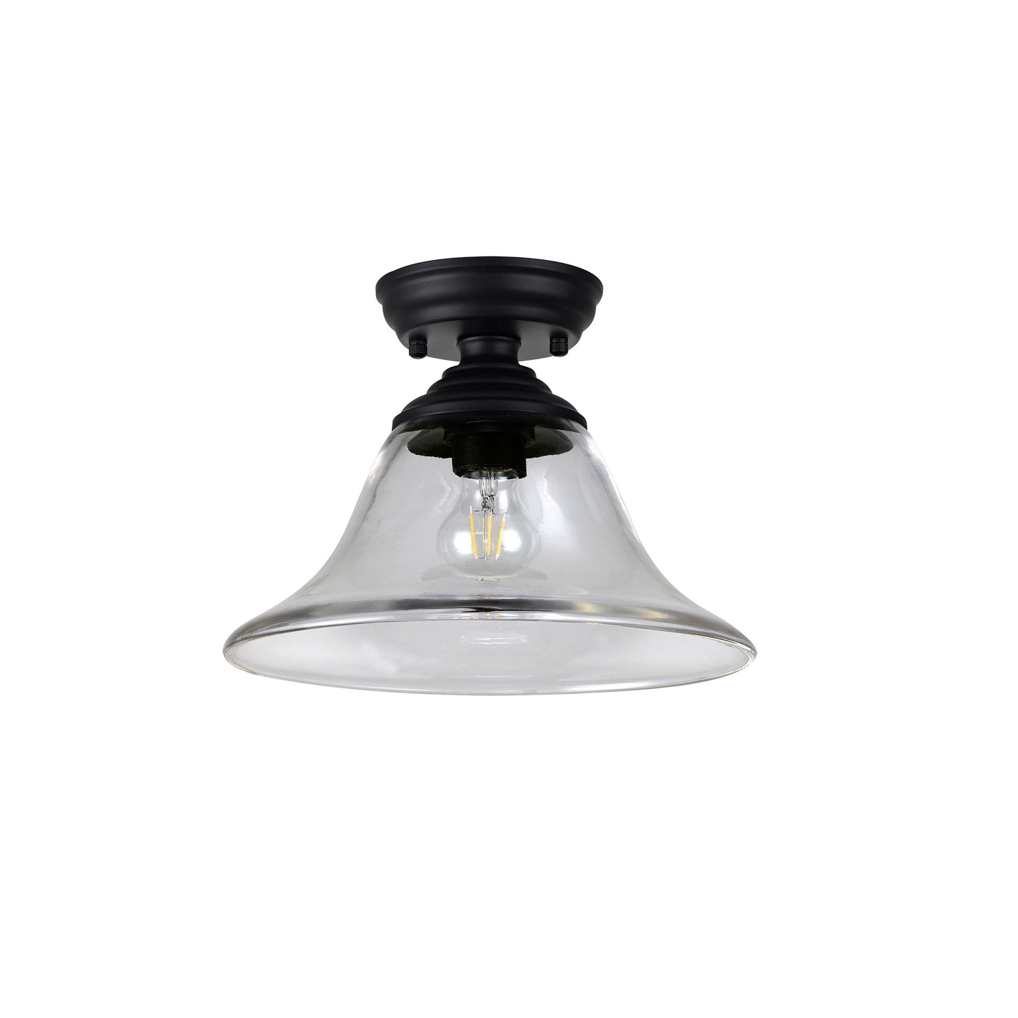 NLK16129 Tabion 1 Light Flush Ceiling Light Matt Black Clear