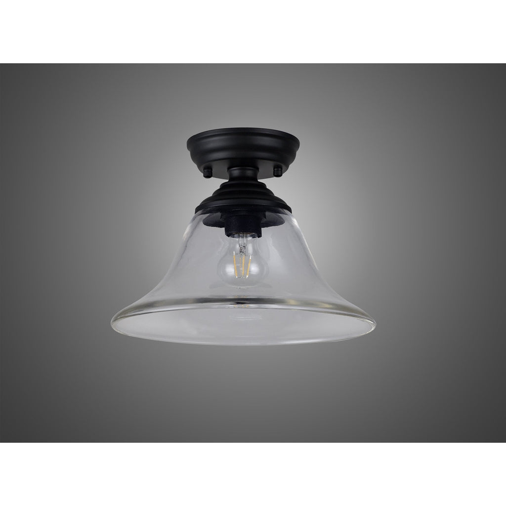 NLK16129 Tabion 1 Light Flush Ceiling Light Matt Black Clear