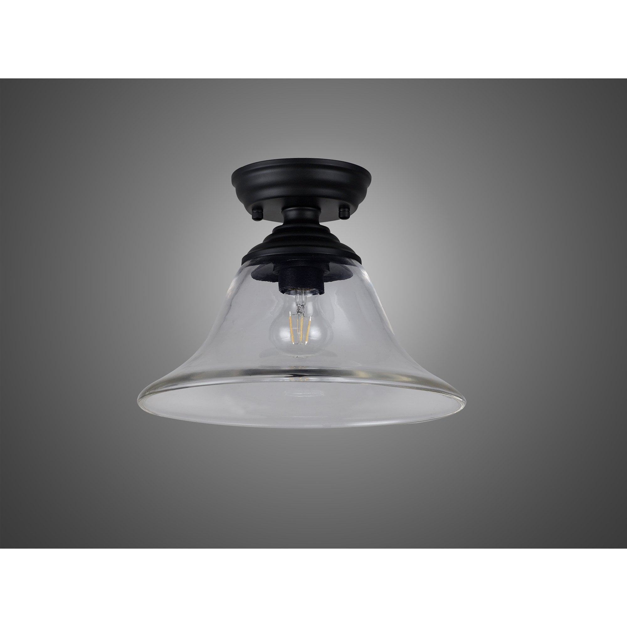 NLK16129 Tabion 1 Light Flush Ceiling Light Matt Black Clear