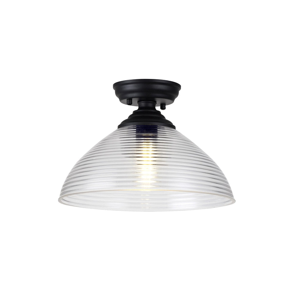 NLK16139 Tabion 1 Light Flush Ceiling Light Matt Black Clear