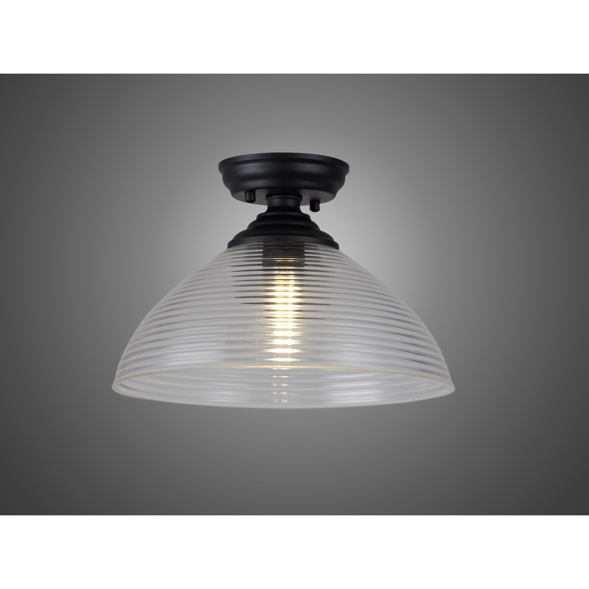 NLK16139 Tabion 1 Light Flush Ceiling Light Matt Black Clear