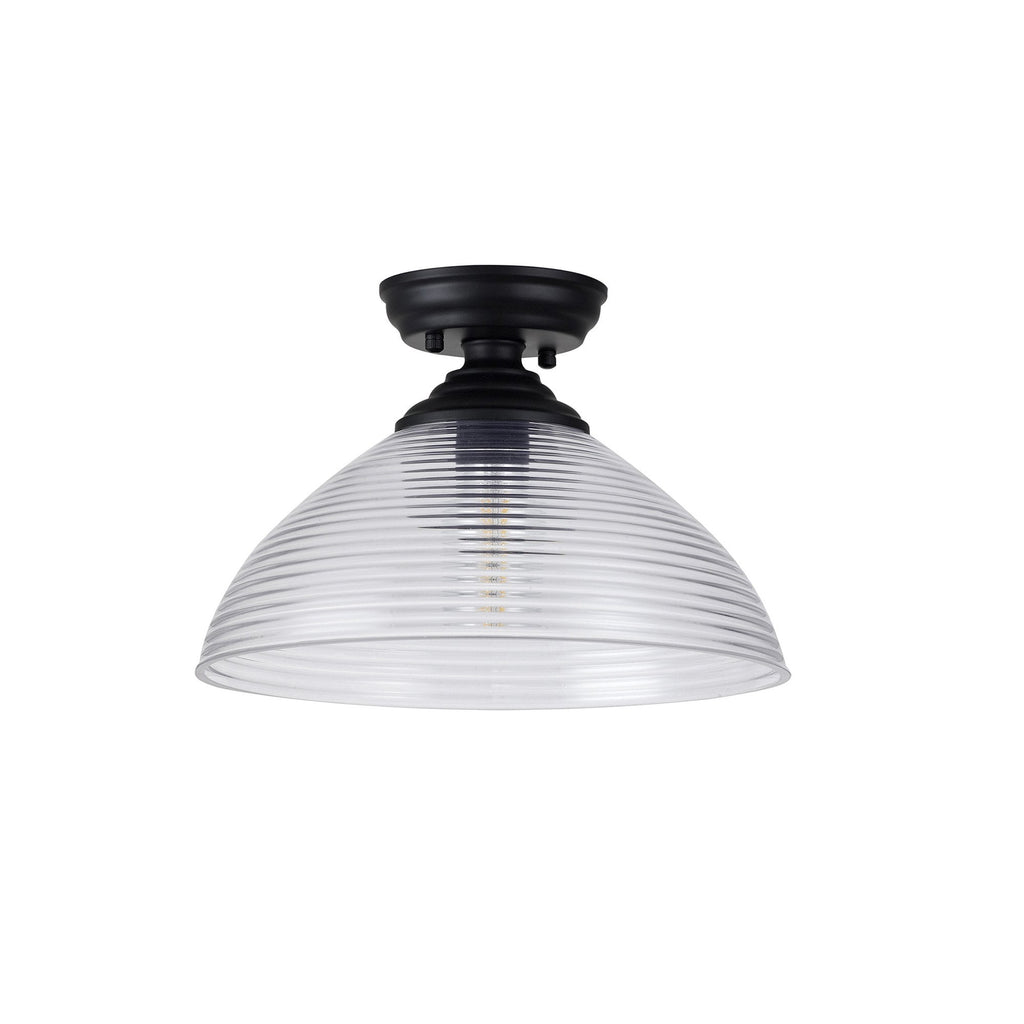 NLK16139 Tabion 1 Light Flush Ceiling Light Matt Black Clear