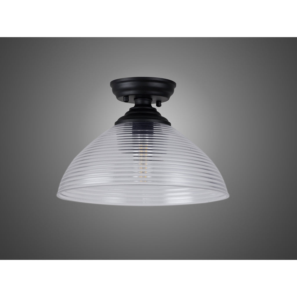 NLK16139 Tabion 1 Light Flush Ceiling Light Matt Black Clear