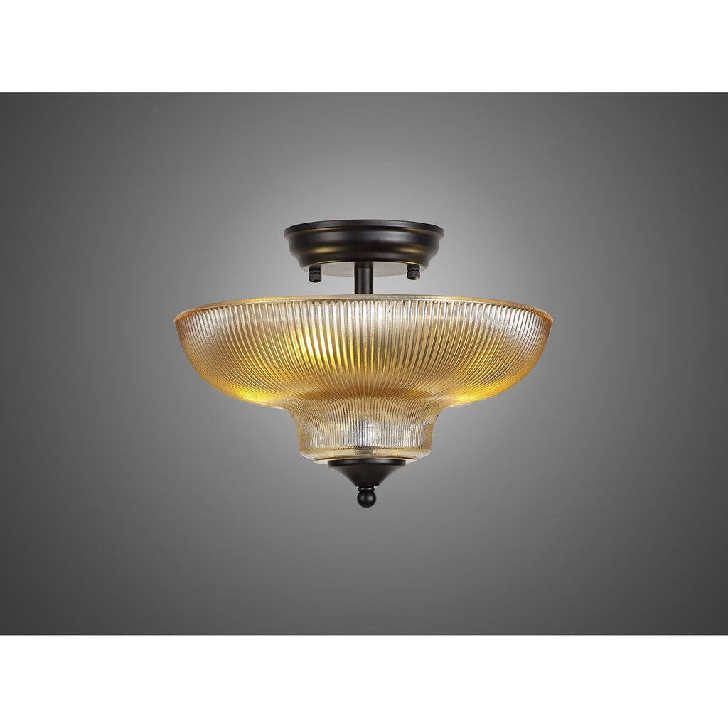NLK16169 Tabion 2 Light Ceiling Light Matt Black Amber