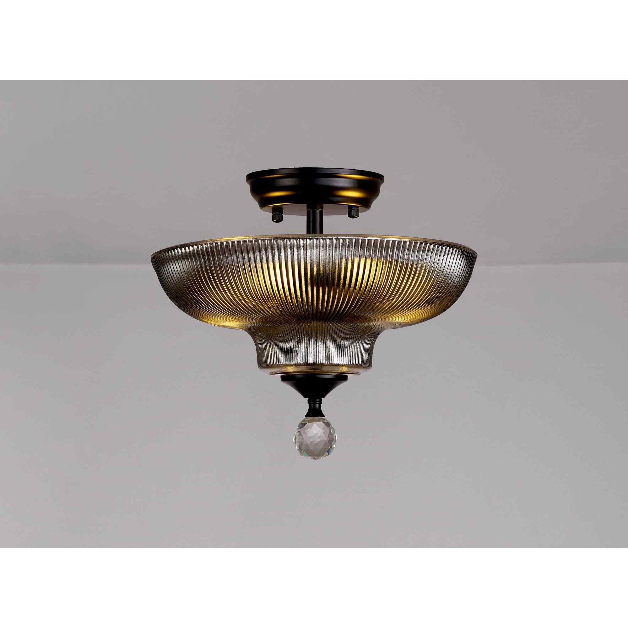 NLK16179 Tabion 2 Light Ceiling Light Matt Black Smoked