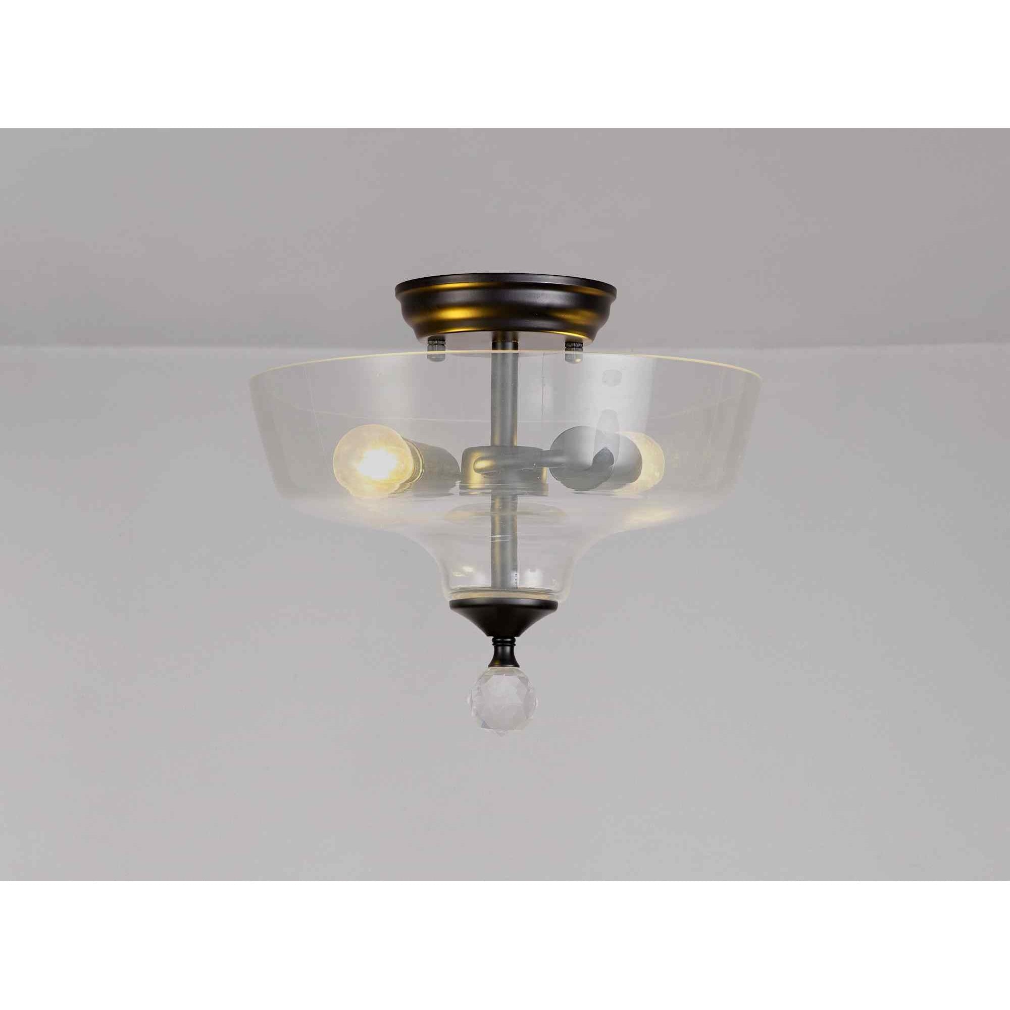 NLK16219 Tabion 2 Light Ceiling Light Matt Black Clear