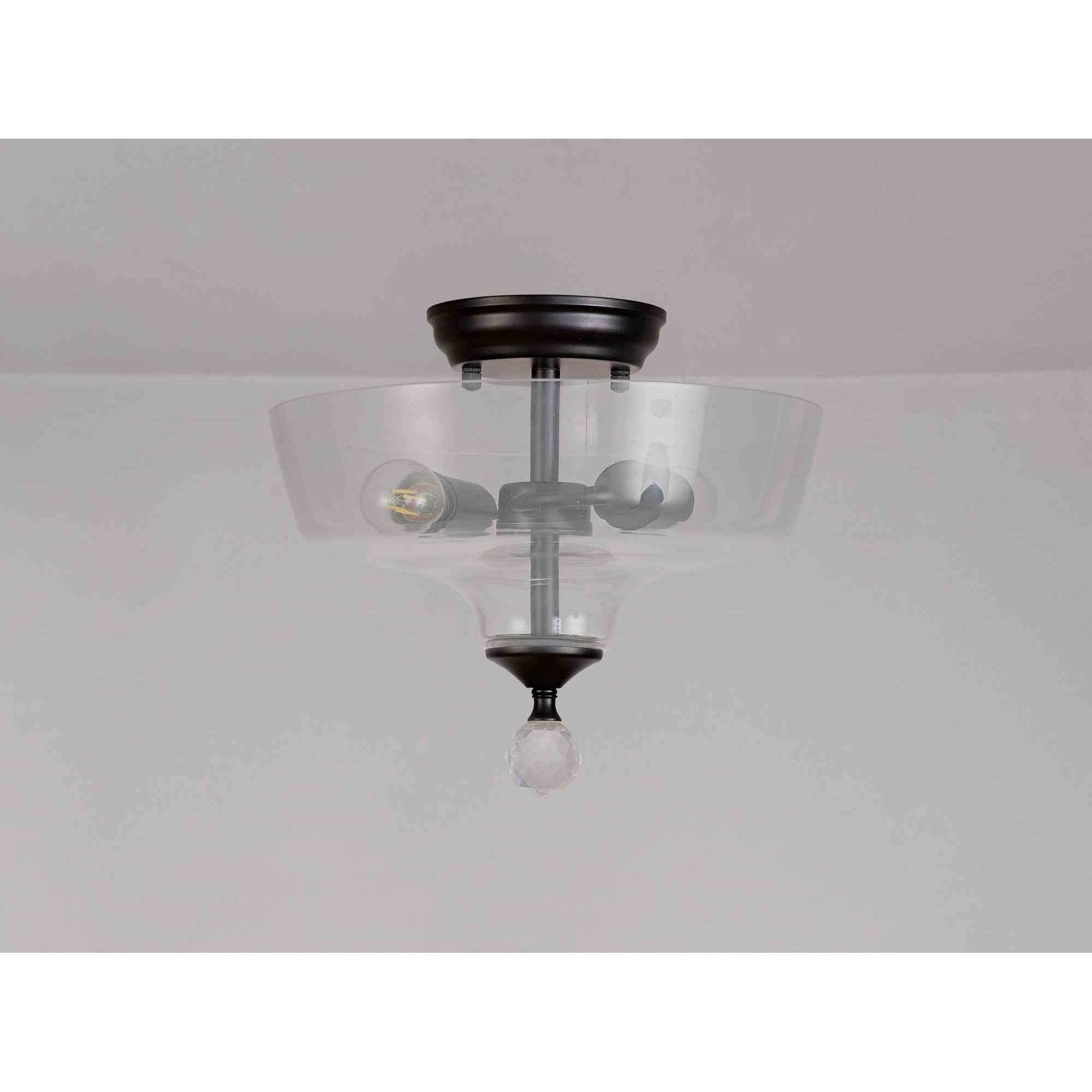 NLK16219 Tabion 2 Light Ceiling Light Matt Black Clear