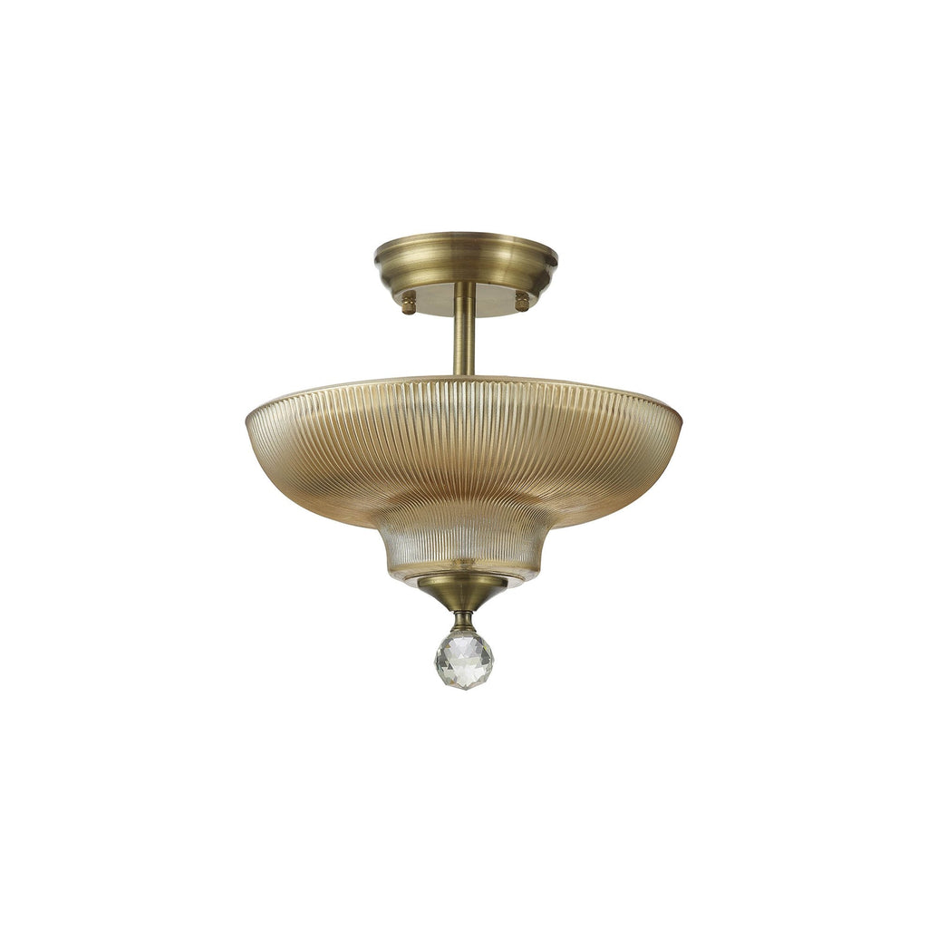 NLK16259 Tabion 2 Light Ceiling Light Antique Brass Amber